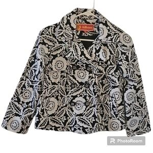 DOLLHOUSE Monochrome Floral Double Breasted Swing Jacket Size 10/12